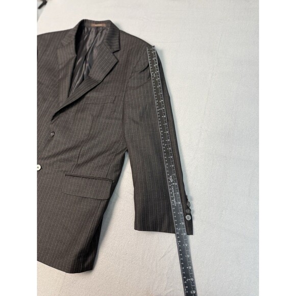 Tasso Elba Mens Black Striped Sport Coat Suit Jacket Blazer Size S42 - 90% Wool - Picture 13 of 16